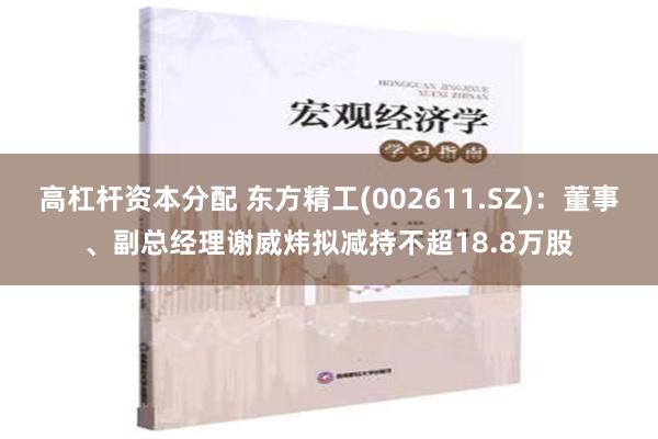 高杠杆资本分配 东方精工(002611.SZ)：董事、副总经理谢威炜拟减持不超18.8万股