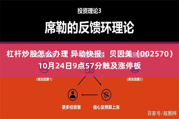 杠杆炒股怎么办理 异动快报：贝因美（002570）10月24日9点57分触及涨停板